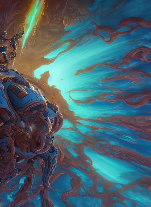 Image similar to Screenshoot from starcraft gameplay, swirly clouds in the background, art by James Jean and Wayne Barlowe and moebius, high details , contrasted colors, cinematic, cgsociety 8k