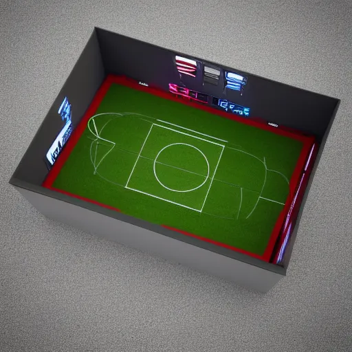 Image similar to 3d digital soccer themed game lootbox, isometric, octane, cinema 4d, vray