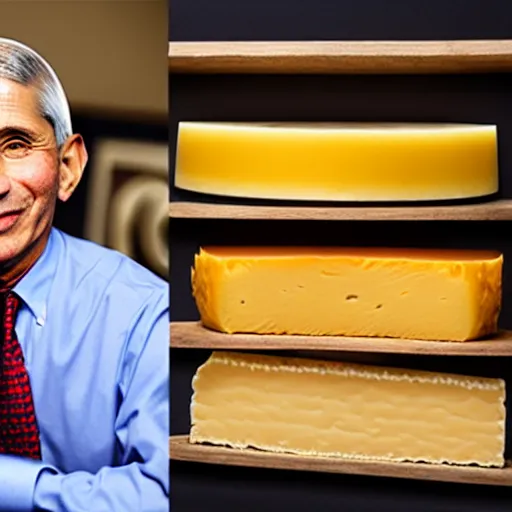 Image similar to uhd anthony fauci made entirely of cheeses