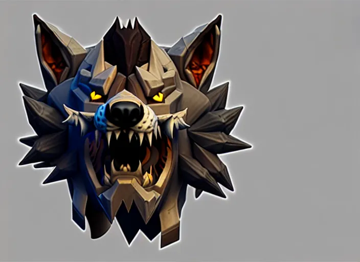 Prompt: wolf head, stylized stl, 3 d render, activision blizzard style, hearthstone style, darksiders art style, greg rutkowski style