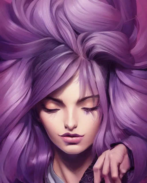 Prompt: beautiful ana da armas purple hair tattoos symmetrical face stunning eyes full length fantasy art icon, 2d art cover , official fanart behance hd artstation by Jesper Ejsing, by RHADS, Makoto Shinkai and Lois van baarle, ilya kuvshinov, rossdraws