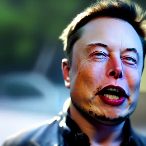 Prompt: elon musk crying after realizing the joke is on him. cinematic 8 k, depth of field, bokeh.