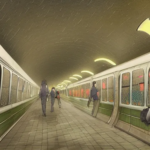 Image similar to a subway station overrun by bees, trending on art station