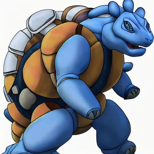 Prompt: blastoise at the mall, pokemon art, perfect shading, detailed, 4 k