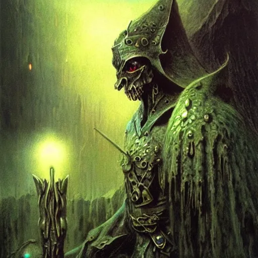 Image similar to warhammer fantasy dark elf, warhammer fantasy art, beksinski