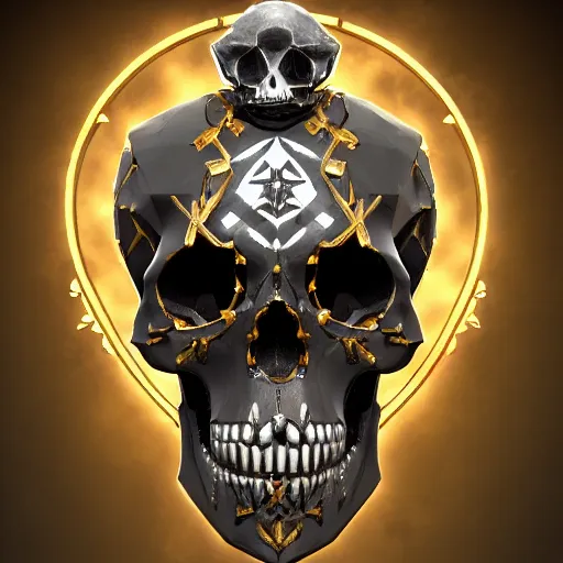 Prompt: ornate diamond skull, style of sea of thieves, detailed, beautiful lighting, high quality, artstation