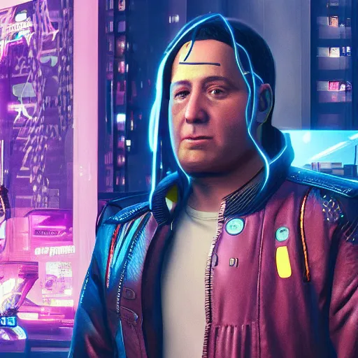 Image similar to Cyberpunk George Constanza in Cyberpunk 2077, portrait