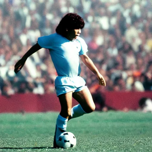 Image similar to diego armando maradona playing football in heaven