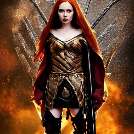 Image similar to full body photo of karen gillan as a valkyrie warrior