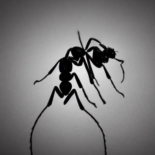 Prompt: silhouette of an ant in front of a dragon