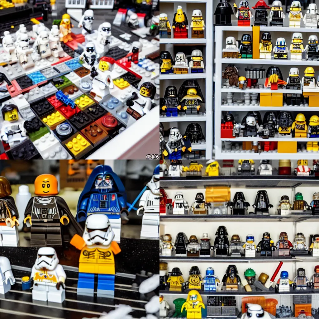 Prompt: Star Wars Lego collection, covered in poop and mayonnaise.