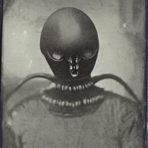 Prompt: daguerrotype of the first alien sighting in 1 9 0 0