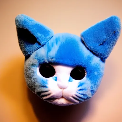 Image similar to a blue kitten made of plush, cute