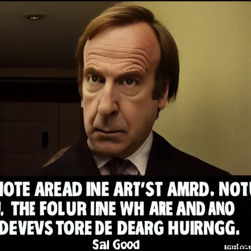 Image similar to Be not afraid be not afraid be not afraid be not afraid they are coming they are hunting they are eating they are devouring. Saul Goodman