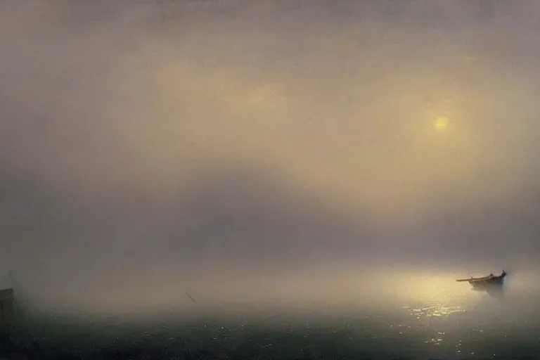 Prompt: ghosts in the fog, ivan aivazovsky