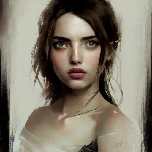 Image similar to portrait of beautiful happy young ana de armas, ethereal, half life 2, dishonored 2, painted by greg rutkowski,