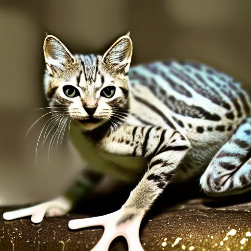 Image similar to a feline cat - frog - hybrid, animal photography