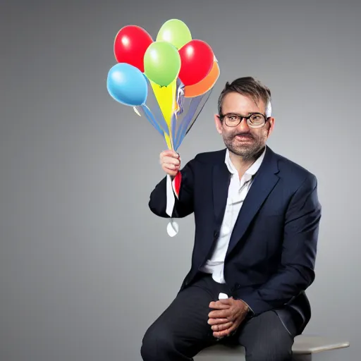 Image similar to photo of a french lawyer with birthday balloons