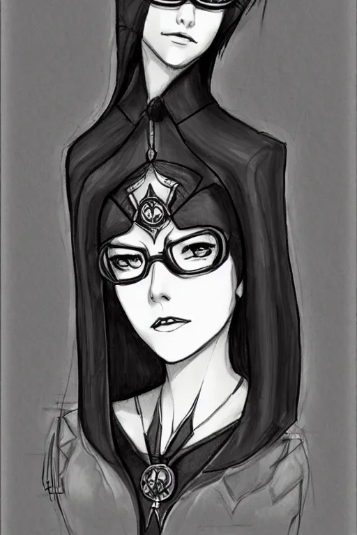 Prompt: Sketch portrait of fully clothed Bayonetta in the style of Da Vinci