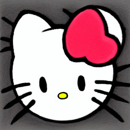 Image similar to creepy hello kitty drawing