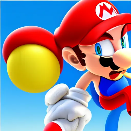 Image similar to a cross between mario and sonic