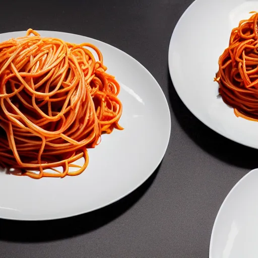 Image similar to extremely delicious looking photo of beautiful spaghetti,, unique way of serving, very expensive top quality product, michelin star, most perfect desert on the world, small manufacture, unique style, 8 k, product photography, professional studio photography