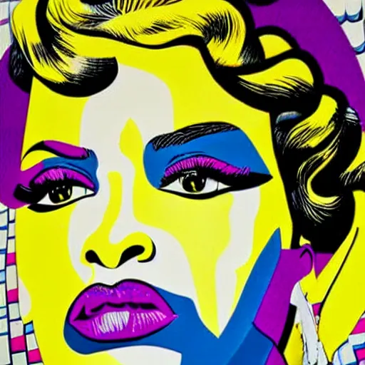 Image similar to Wall mural portrait of Prince, urban art, pop art, artgerm, by Roy Lichtenstein