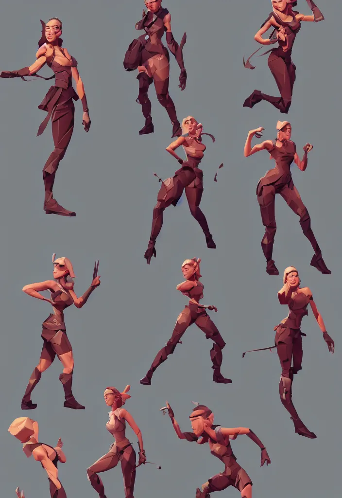 prompthunt: 3d model tpose turnaround of female sci fi character