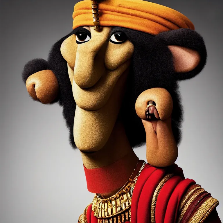 Image similar to A photo of Emperor Kuzco!!!!!!!!!!!!!!!!!!. Portrait! by Martin Schoeller. Close-up. Low Light. 8K. UHD. Post production.