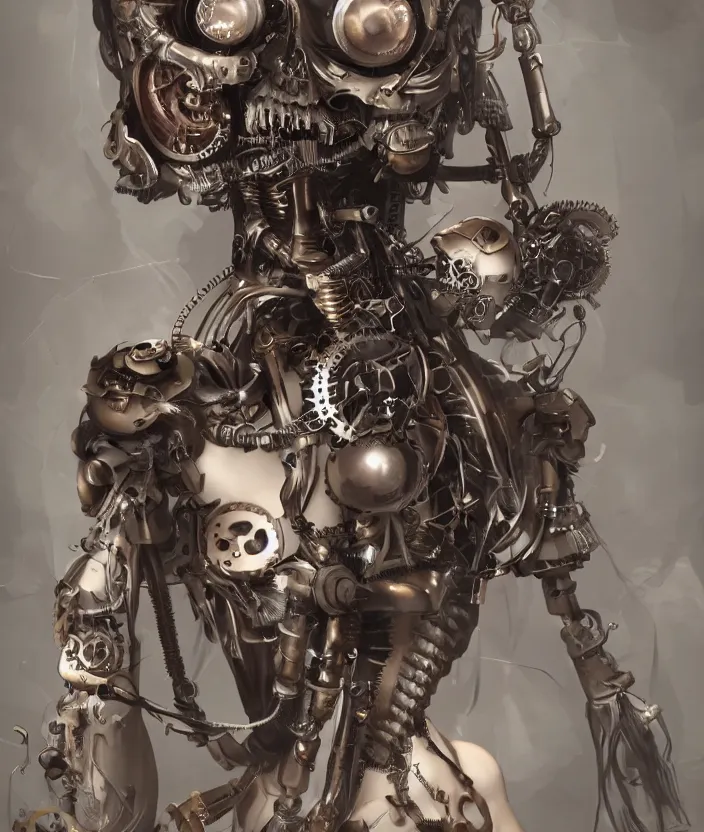 Image similar to Steampunk cyborg skeleton girl, artstation trending, highly detailded