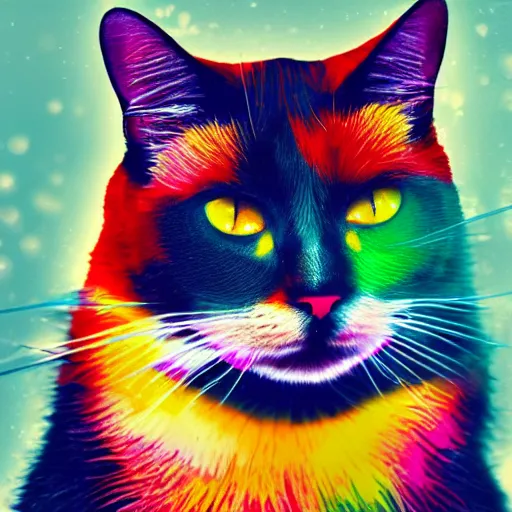 Image similar to a cat made of splash of colours