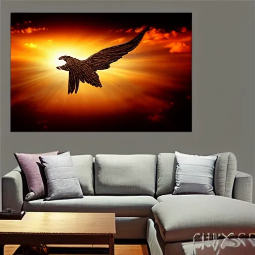 Prompt: Buddha with wings, flapping its wings flying in sunset sky, oil on canvas, portrait, intricate, 8k highly professionally detailed, HDR, CGsociety