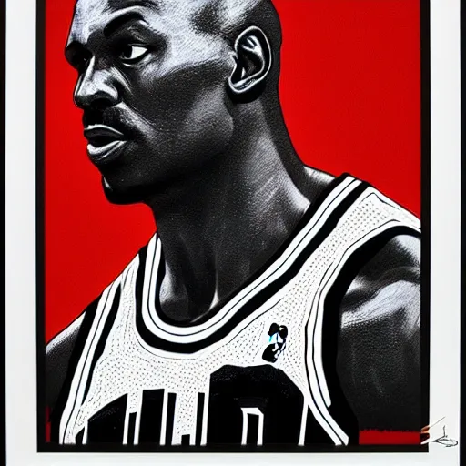 Image similar to Michael Jordan portrait by Ashley Wood