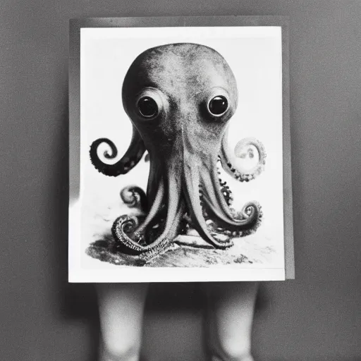 Image similar to vintage photograph of an octopus with a human face