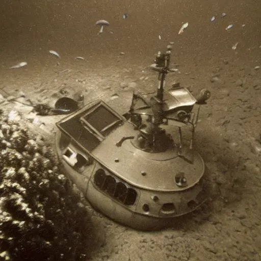 Prompt: a photo of Expedition at the bottom of the sea, machinery