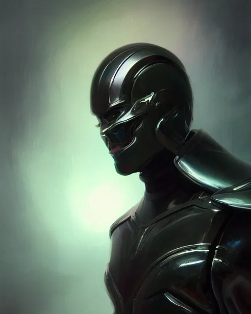 Prompt: iridescent sinewy smooth muscular male sleek glossy black pearlescent futuristic armor with smooth black featureless helmet, by greg rutkowski, mark brookes, jim burns, tom bagshaw, magali villeneuve, eve ventrue, trending on artstation