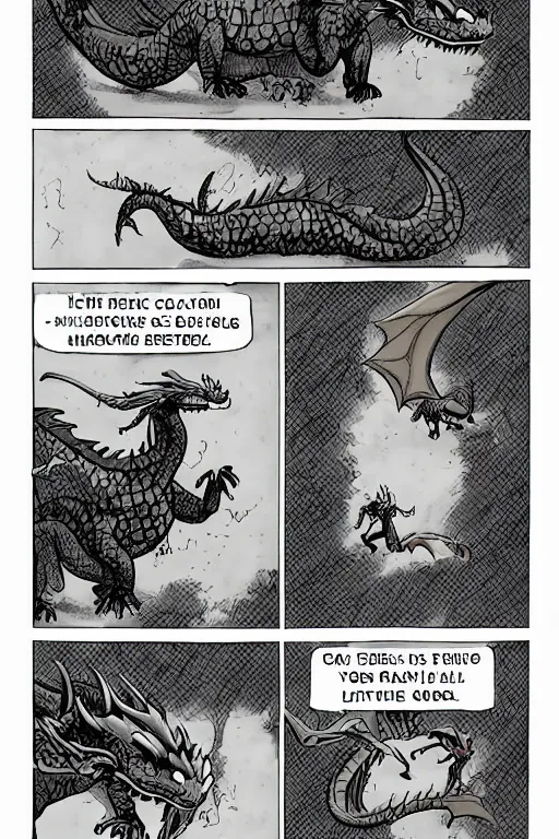 Image similar to a graphic novel comic about dragons, by mike holmes, webcomic, cartoon