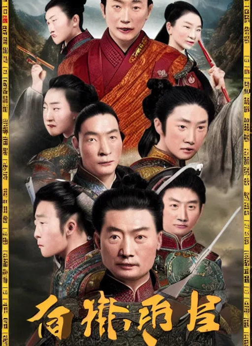 Prompt: Chinese historical movie cover, Three Kingdoms