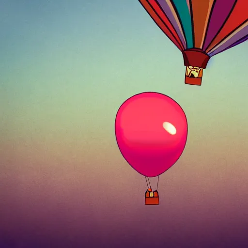 Image similar to hot balloon in the air of a cartoon character
