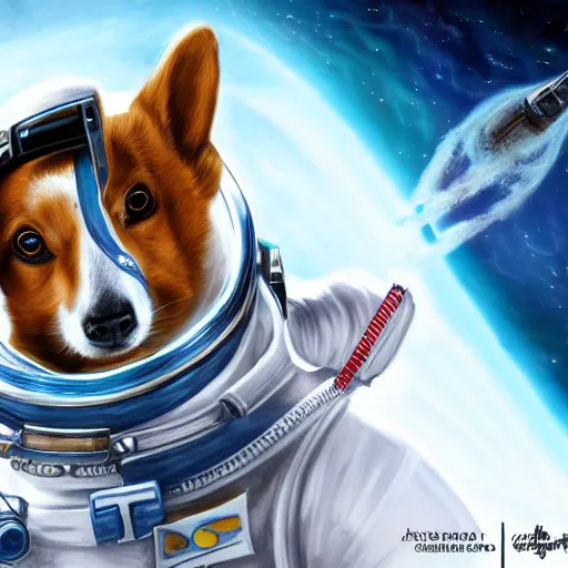 Prompt: a corgi cosmonaut in space, highly detailed fantasy art, d & d character, high resolution wallpaper, pixiv