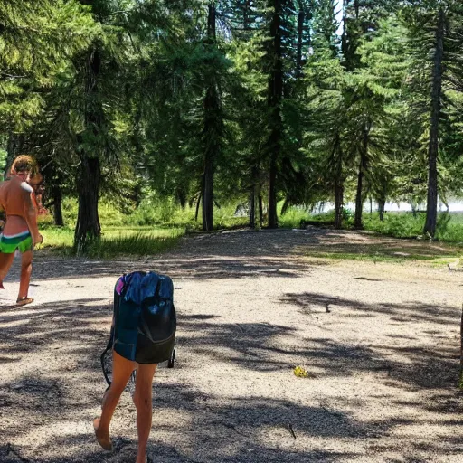 Prompt: Roaming the campground out by the lake where we swam