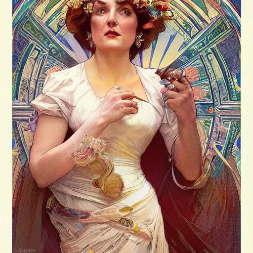 Image similar to amazing lifelike award winning pencil illustration of the duchess of Devonshire Debo Mitford trending on art station artgerm Greg rutkowski alphonse mucha cinematic