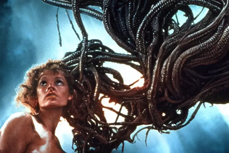 Image similar to Medusa in Aliens (1986), highly detailed, high quality, HD, 4k, 8k, Canon 300mm, professional photographer, 40mp, lifelike, top-rated, award winning, realistic, sharp, no blur, edited, corrected, trending