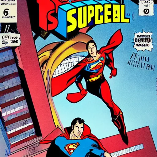 Prompt: Nicholas Cage Superman comic book. Cage is superman. Marvel comics art style. Halftone