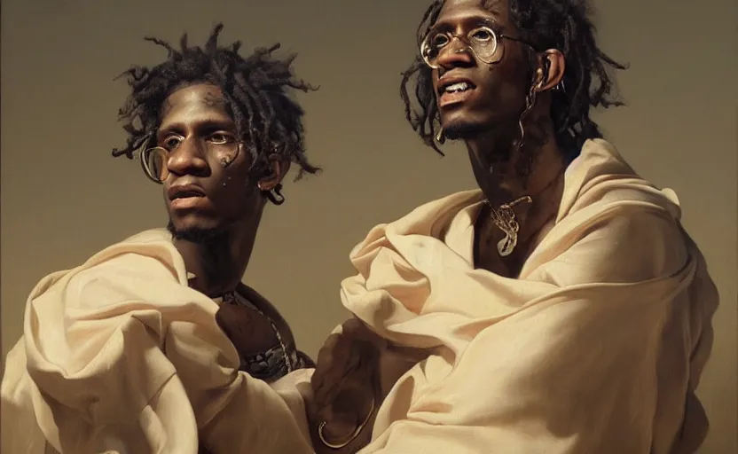 Prompt: painting of young thug by roberto ferri