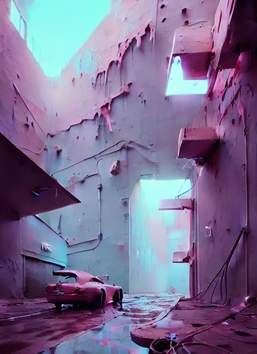 Prompt: matte painting extreme offset 3 d calligraphy graffiti mural dripping paint wall extreme maximalism by by atey ghailan, by greg rutkowski, by greg tocchini, by james gilliard, by joe fenton, by artur bordalo, pink, brown, black and light blue color scheme, octane render