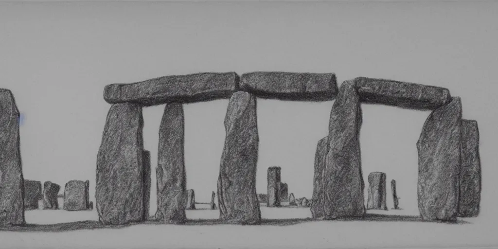 Prompt: stonehenge, pencil sketch by rembrandt,