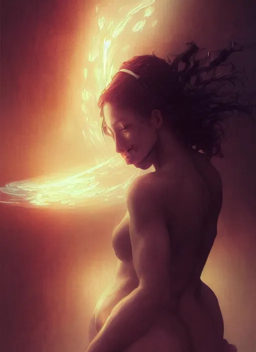 Image similar to woman covered by black oil, intricate lights, phoenix, bio luminescent, plasma, by ruan jia and artgerm and range murata and wlop and ross tran and william - adolphe bouguereau and beeple. key art. fantasy illustration. award winning, artstation, intricate details, realistic, hyperdetailed, 8 k resolution.