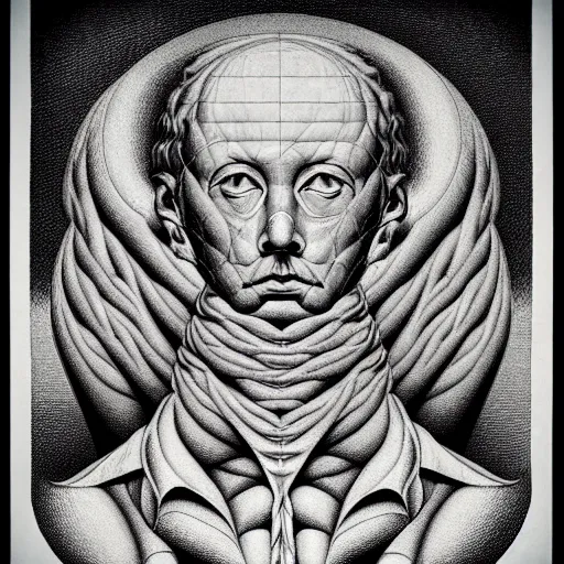 Prompt: grainy spray effect super conceptual post - mortem monumental portrait made by escher and william blake, highly conceptual figurative art, intricate detailed illustration, illustration sharp geometrical detail, vector sharp graphic, controversial, manga 1 9 9 0