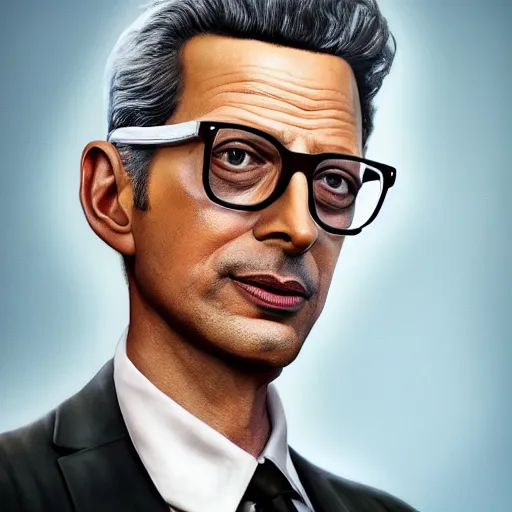 Image similar to hyperrealistic image of jeff goldblum, by thomas eakes & xiang duan & mike judge, perfect symmetry, dim volumetric lighting, photorealistic, 8 k octane beautifully detailed render, post - processing, extremely hyper - detailed, intricate, epic composition, cinematic lighting, masterpiece, trending on artstation, incredibly detailed, stunning,